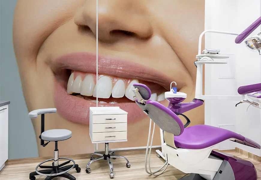 پوستر دیواری سه بعدی مطب دندانپزشکی طرح قبل و بعد از درمان